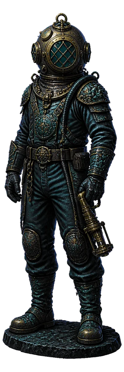 Krakens Depths — deep sea diver in a brass helmet