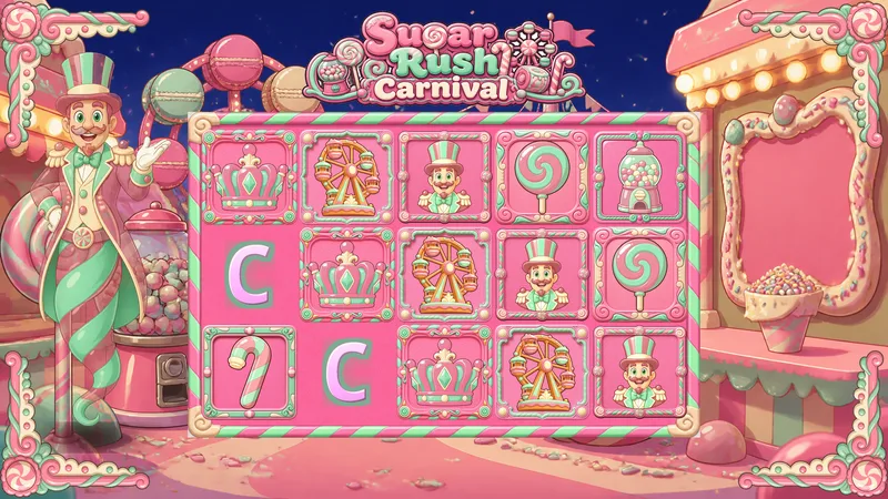 Sugar Rush Carnival — a complete slot game stage generated from one prompt