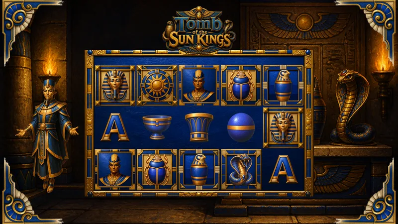 Tomb of the Sun Kings — slot art generated from one prompt